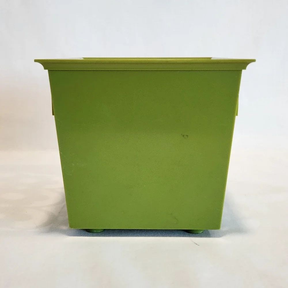 Vintage Lime Green Retro Floral Cutout Napkin Holder‎ Plastic Storage Basket MCM